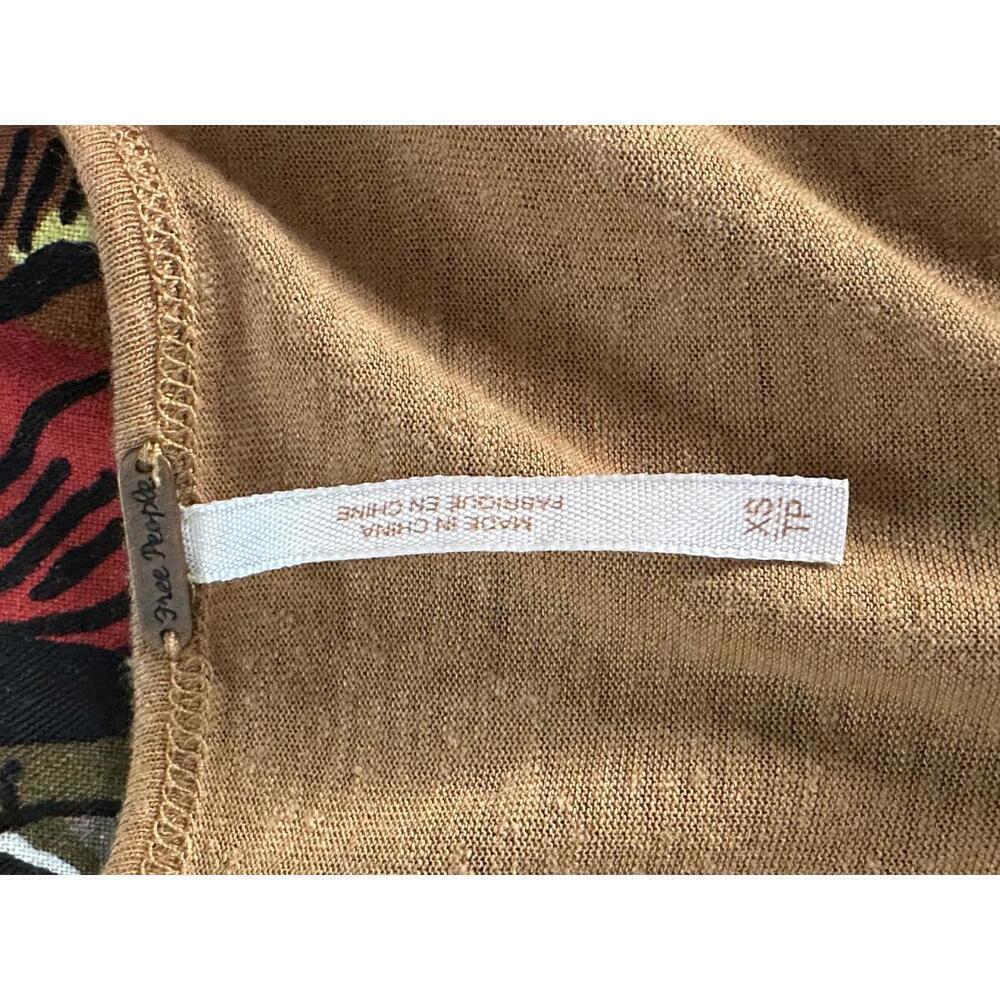 Free People tan lagenlook boho Bittersweet linen-blend cold shoulder top Size XS - Picture 4 of 4